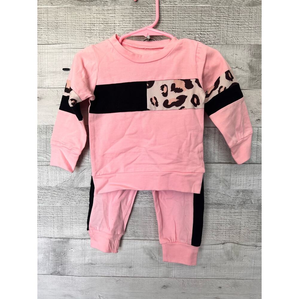 Pink Black Baby Girl Outfit Jogger Suit Sizer 3-6 Months